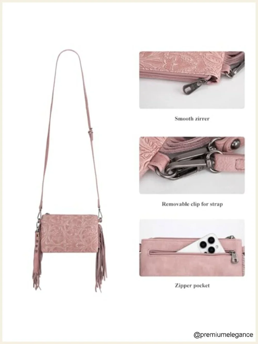 Vintage Floral Embossed Crossbody Clutch with Wristlet
